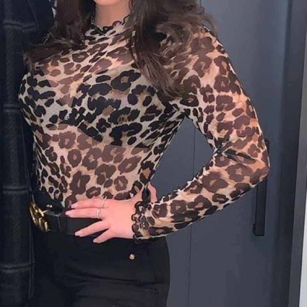 Leopard mesh bodysuit